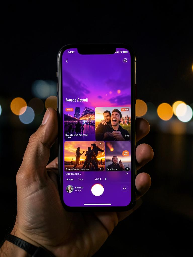 Phone showing colourful edited social video content